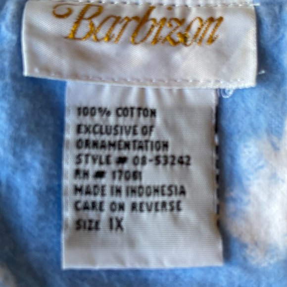 Barbizon Flannel Counting Sheep Pajama Top Light Blue Yellow Satin Vintage 1X - Picture 4 of 6